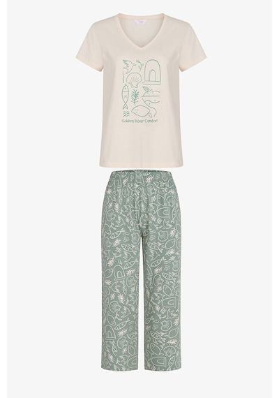 Penti Açık Yeşil Golden Hour Pamuklu Kapri Pijama Takımı