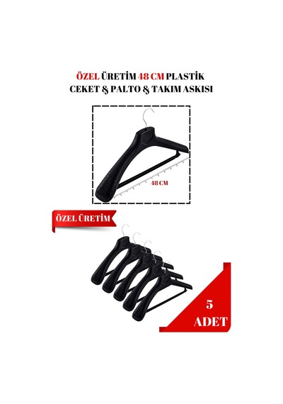 Ceket Askısı 48 Cm Özel Üretim Palto Takım Askısı 5 Adet Diğer