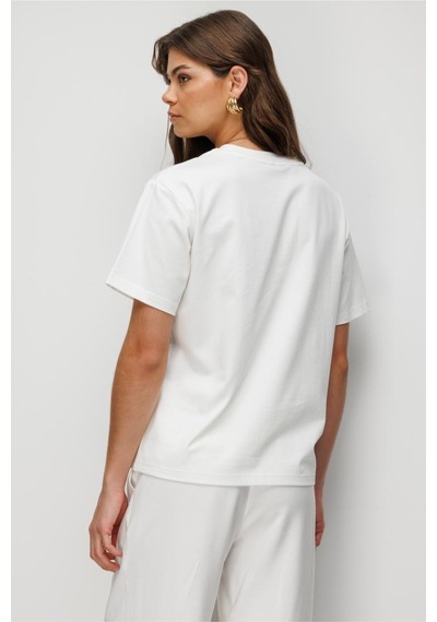 Mizalle Basic Düz Suprem Ekru T-shirt