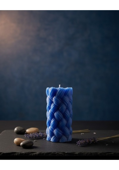 Baklava Desenli Mum Mavi