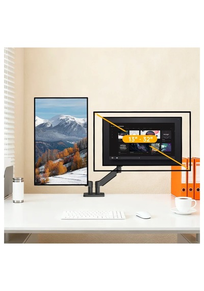 M252d Gazlı Yaylı Çift Monitör Kolu 13-32 İnç Kol Başına 9 Kg 360 Derece Dönebilir