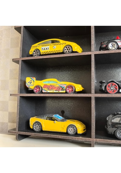 Standard 50 Araç Oyuncak Araba Rafı, 1:64 Ölçek Uyumlu Metal Oyuncak Araç Garaj Duvar Vitrini-m Siyah