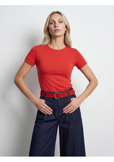 DİLVİN 32637 Bisiklet Yaka T-shirt-kırmızı