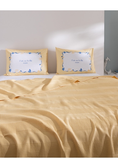 Mathilda King Size %100 Pamuk Karde Düz Pike Takım - Sarı 8684427309414 Çok Renkli