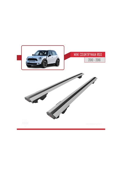 Mini Countryman R60 2010-2016 Arası İle Uyumlu Hook Model Anahtar Kilitli Ara Atkı Tavan Barı Gri