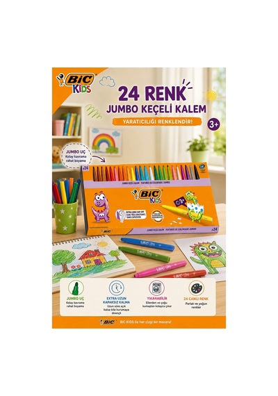 24 Renk Keçeli Boya Kalemi 1 Paket Bic Visacolor Xl 24 Lü Keçeli Kalem Okul Öncesi Sınıf Resim Dersi