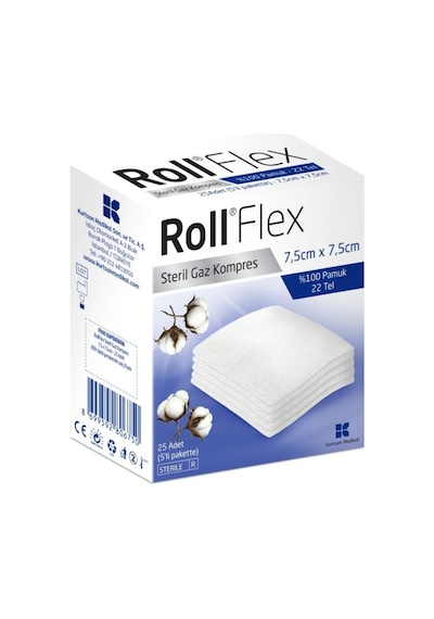 Roll Flex Steril Gaz Kompres 7.5 X 7.5 CM 25 Adet