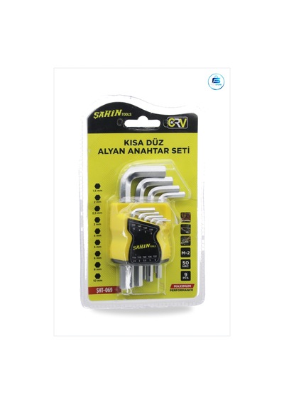 Alyan Anahtar Seti 9 Parça Kısa Düz 1.5 İla 10 Mm Cr V Çelik Mobi