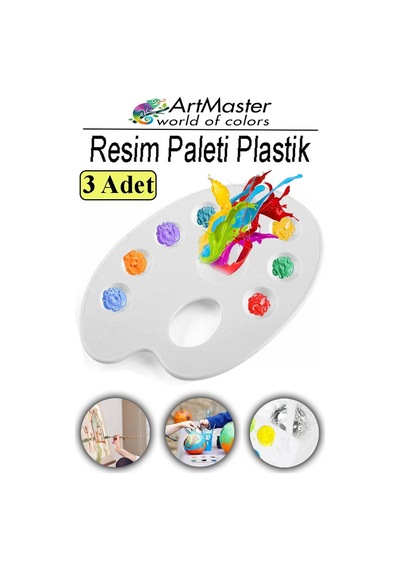 Resim Paleti 3 Adet Plastik Boyama Paleti Godeli Ressam Paleti Akrilik Boya Guaj Boya Suluboya Resim Yapma Boya Paleti