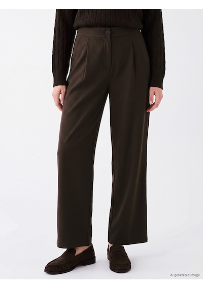 Lcw Modest Kahverengi Loose Fit Kadın Pileli Kumaş Pantolon