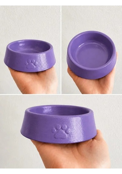Pati Desen Model Beton Kedi Köpek Mama Ve Su Kabı 13 Cm Çap X 4 Cm - Mor