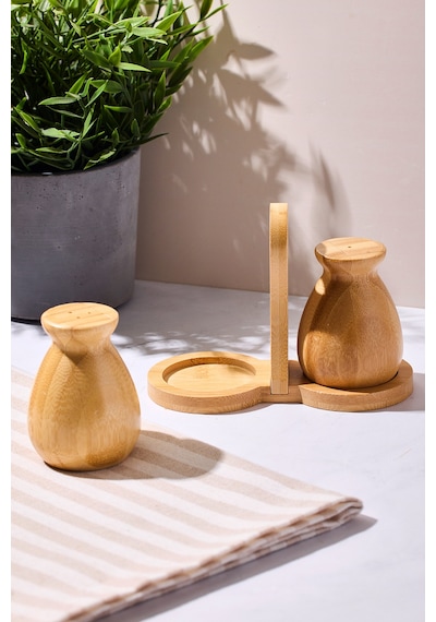Duke Bambu 2 Parça Standlı Tuzluk-biberlik Dogalbambu Bambu