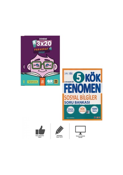 5. Sınıf Kök Sosyal Bilgiler Soru Bankası + Paragraf Deneme Bigelio + Fenomen