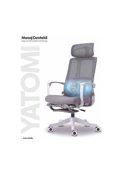 Yatomi Masajlı Ergonomik Çalışma Sandalyesi - Gri