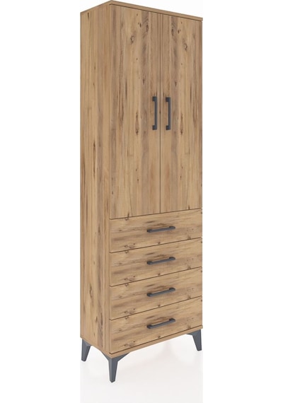Arges Dolap Tek Raflı 4 Çekmeceli Tek Askılı 60x30x182 Çam-çam Çam Arges Dolap Tek Raflı 4 Çekmeceli Tek Askılı 60x30x182 Çam-çam Çam
