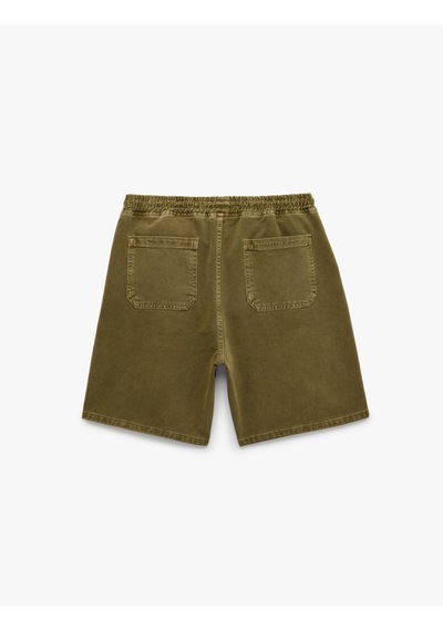 Koton Pamuklu Rahat Kalıp Jogger Beli Bağcıklı Bermuda Jean Şort Haki 6sam40410nd