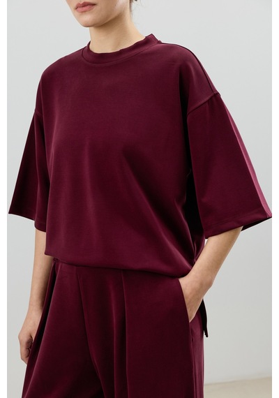 Antioch Modal Karışımlı T-shirt Pantolon Kadın Takım Bordo