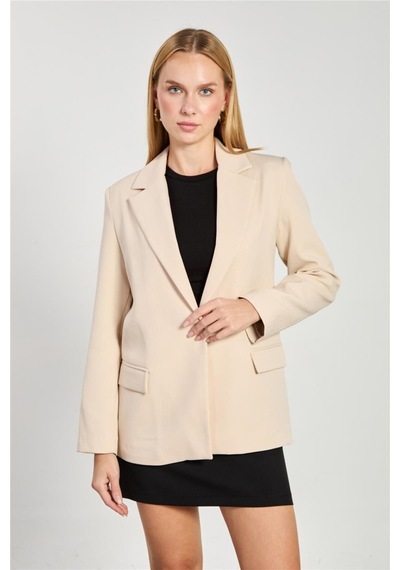 Barrels And Oıl Kadın Tek Düğmeli Blazer Ceket - Çakıl Taşı Çakıl Taşı