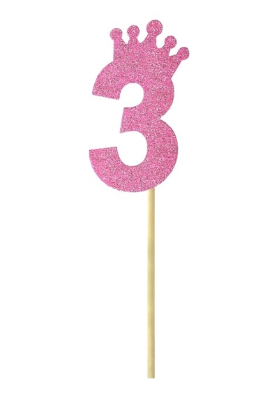 Eva Simli Rakam Pasta Süsü. 19cm x 7.5cm - 1 Adet Pembe 0