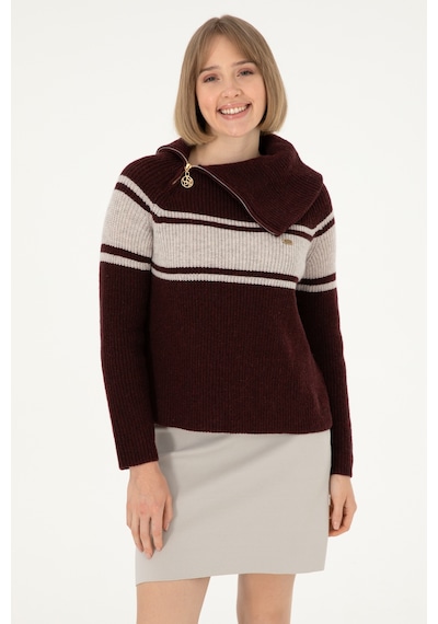 U.S. Polo Assn. Kadın Bordo V Yaka Kazak 50293133-VR014