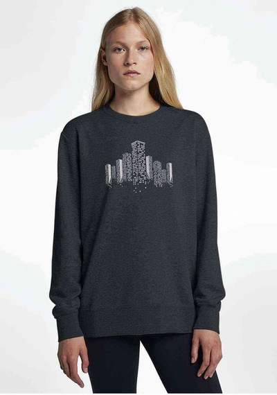 Silhouette Building Baskılı Füme Antrasit Kadın Sweatshirt