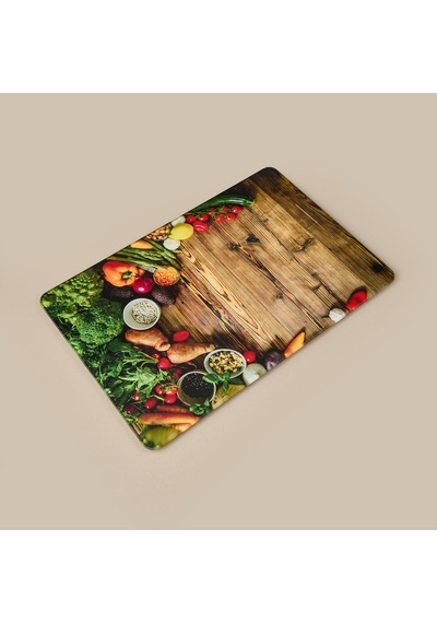Ahşap Desenli Cam Kesme Tahtası - Renkli - 20x30 Cm Çok Renkli