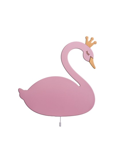 - 33x33cm Ebadında 1 Adet Pembe Kuğu Sağa Bakan Dekoratif Ahşap Duvar Aydınlatma 6998