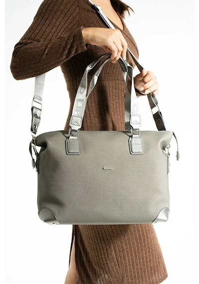 Just Polo Kadın Büyük Valiz Boy Ayarlanabilir Askılı Lüks El Ve Omuz Çantası Shopper Gri