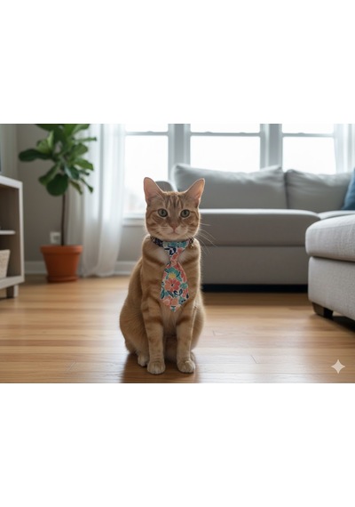 Flypet Renkli Çiçek Desen Kravat Kedi Tasma & Yavru Köpek Tasma 13cm-24cm