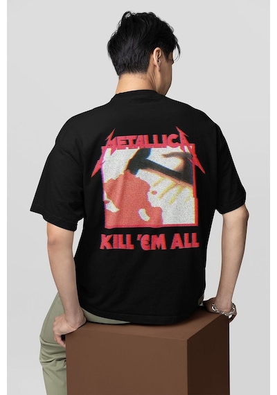 Metallica Kill 'em All Baskılı Unisex Oversize Müzik Grubu Tişört Siyah