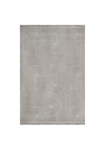 Bespoky Amelie Dizayn Geometrik Modern Salon Halısı Makine Dokuma Gri