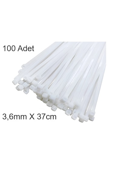 Beyaz Plastik Cırt Kelepçe 3.6x37cm Kablo Bağı Elektrik Kablosu 1