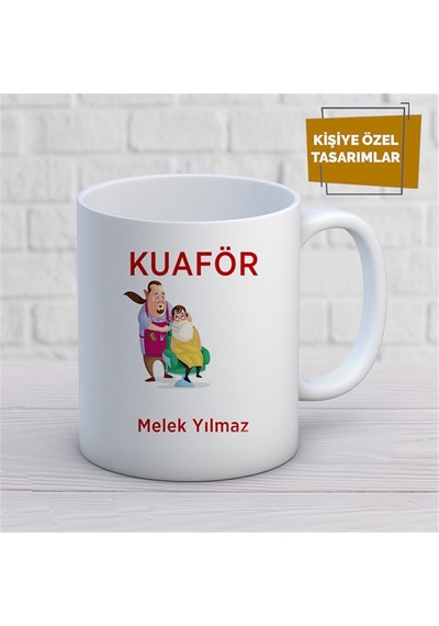 Kişiye Özel İsim Yazılabilir Kuaför Kupa Bardak Çok Renkli