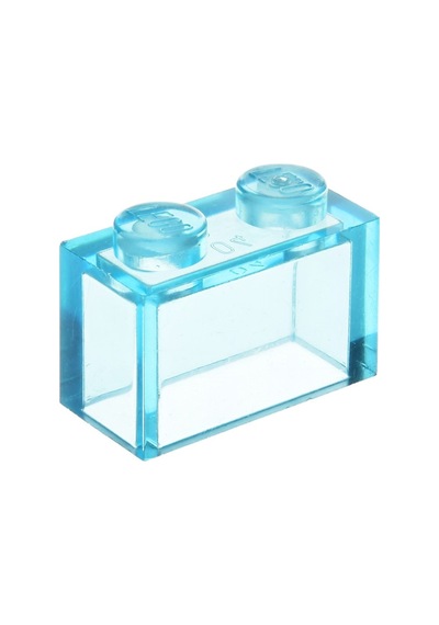Yedek Parçalar: Brick: Duvar Parçası: 100 Adet 1x2 Şeffaf Mavi 3065 - Parts: Brick: 100 Piece 1x2 Trans Light Blue 3065
