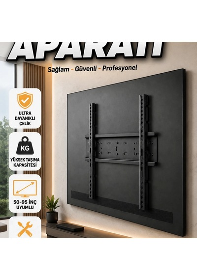 50-95 İnç Sabit Tv Duvar Askı Aparatı Ultra İnce Çelik Montaj Braketi