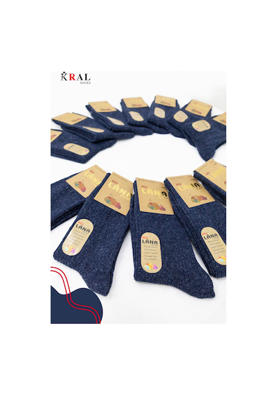 Kral Socks 12 Çift Kışlık Yün Çorap Lambswool Özel Kuzu Yünlü Kadınlar Için Termal Özellikli Çorap Lacivert