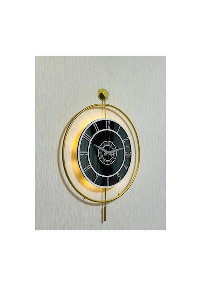 Pey Aksesuar Metal Camlı Duvar Saati 50 X 70 Cm Orta Boy Işıklı Gerçek Cam Duvar Saati Modern Tasarım M51-gold-füme-beyaz-gümüş