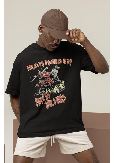Tasarım Iron Maiden Run To The Hills Rock Metal Müzik Grubu Baskı Siyah