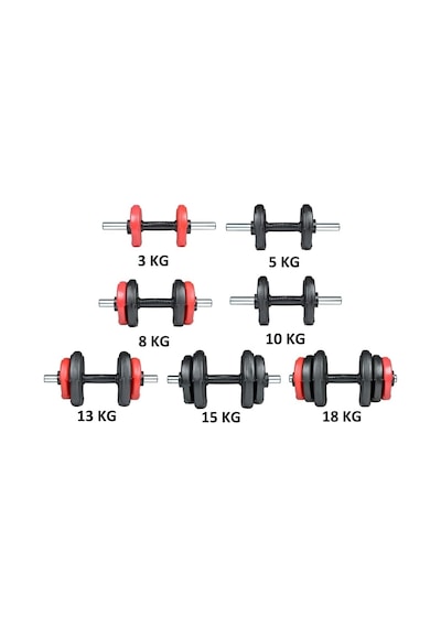 Spor 36 Kg Dambıl Seti Kırmızı Siyah 2x 18kg