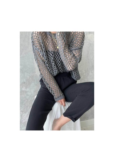 Rouge Basic Simli Ajurlu Triko Gri