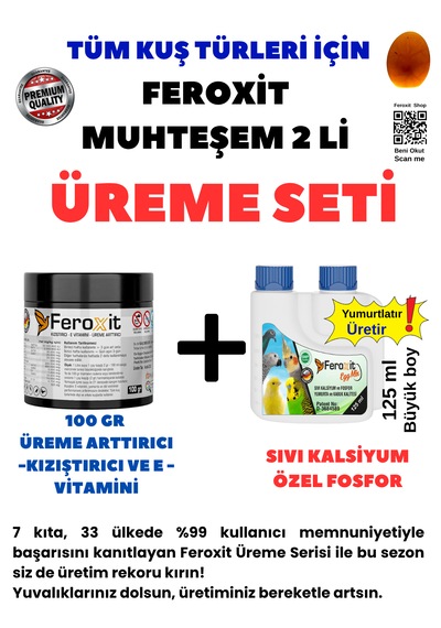 Üreme Seti 100 Gr Kızıştırıcı Ve150ml Büyük Boy Yumurta Arttırıcı Muhteşem Ikili Tüm Kuş Türleri İçin
