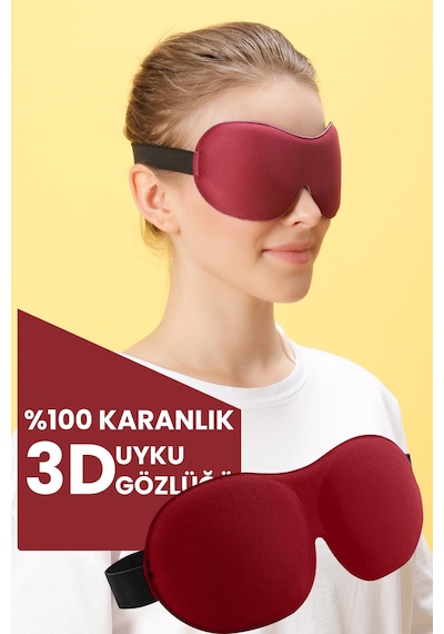 Viscofoam Uyku Gözlüğü Uyku Bandı 3d Uyku Gözlüğü Bordo