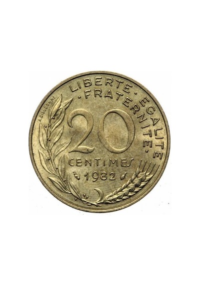 Fransa, 20 Centim 1962-2001, Ççt Eski Madeni Para