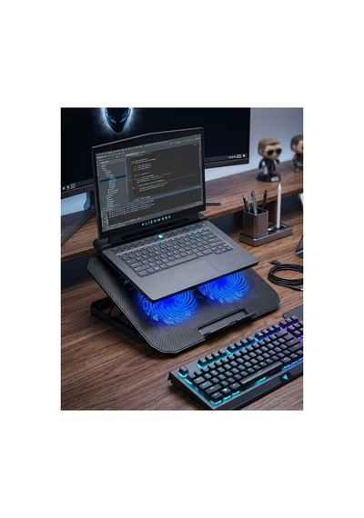 Çift Fanlı Sessiz Laptop Soğutucu 17 İnç Uyumlu Yükseltici Stand Çok Renkli