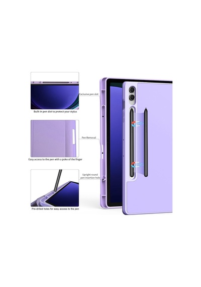Undeplus Samsung Galaxy Uyumlu Tab S9 Fe Plus/s10 Plus/s9 Plus Kılıf Kalem Bölmeli Smart Case X610-16-810-18 X820 Kılıf