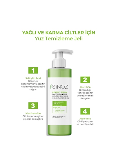 Sinoz Yağlı ve Karma Ciltler İçin Yüz Temizleme Jeli 400 ML