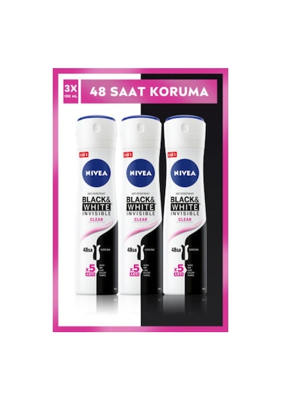 Invisible Black&white Clear Kadın Sprey Deodorant 150 Ml,48 Saat Anti-perspirant Koruma