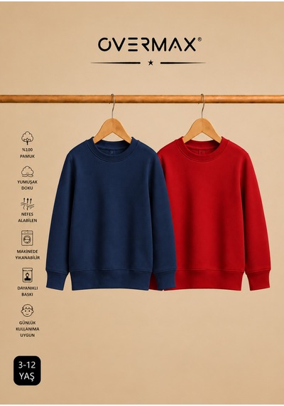 Overmax 2 Li Kapüşonsuz Sweatshirt Seti Çocuk Unisex - 3-12 Yaş Lacivert-kırmızı - 920169697 Lacivert-kırmızı Overmax 2 Li Kapüşonsuz Sweatshirt Seti Çocuk Unisex - 3-12 Yaş Lacivert-kırmızı - 920169697 Lacivert-kırmızı