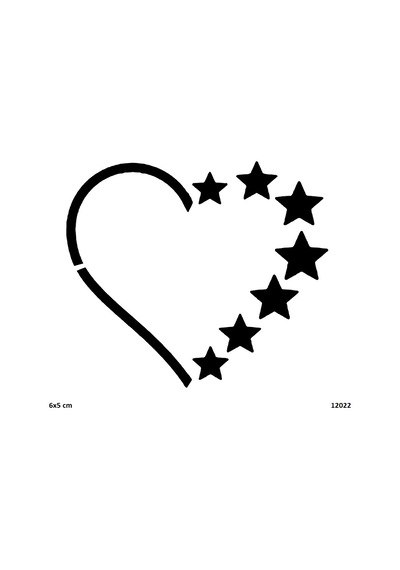 Airbrush Tattoo Yıldızlı Kalp Yapışkanlı Stencil Süsleme Ve Boyama Kalıbı