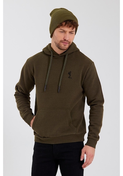 Polostate Erkek İskelet Nakışlı 3 İplik Sweatshirt Haki